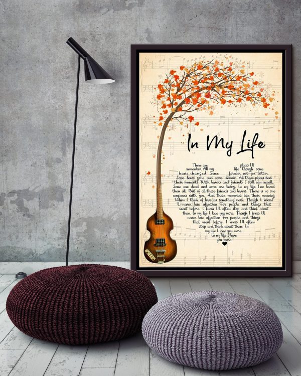 In My Life Lyrics Guitar For The Beatles Fan Framed Matte Canvas Framed Prints, Canvas Paintings - Image 3