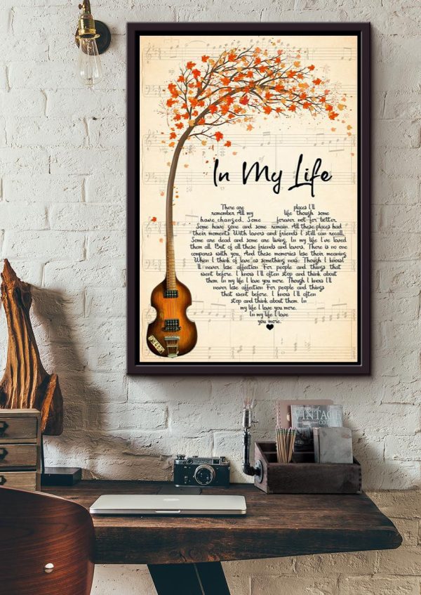 In My Life Lyrics Guitar For The Beatles Fan Framed Matte Canvas Framed Prints, Canvas Paintings - Image 4