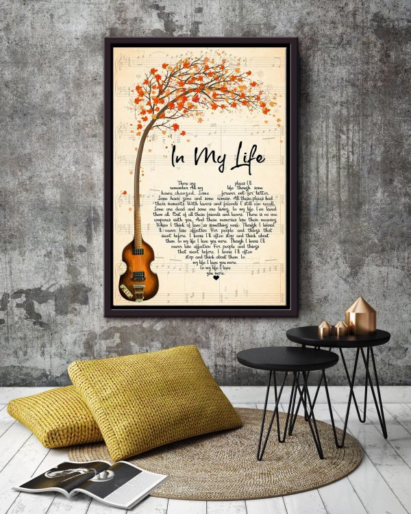 In My Life Lyrics Guitar For The Beatles Fan Framed Matte Canvas Framed Prints, Canvas Paintings - Image 2