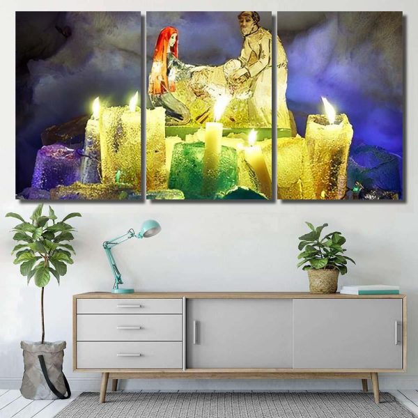 Burth Jesus Installation Inside Snow Igloo Jesus Christian Premium Multi Canvas Prints, Multi Piece Panel Canvas Luxury Gallery Wall Fine Art Print - Image 6