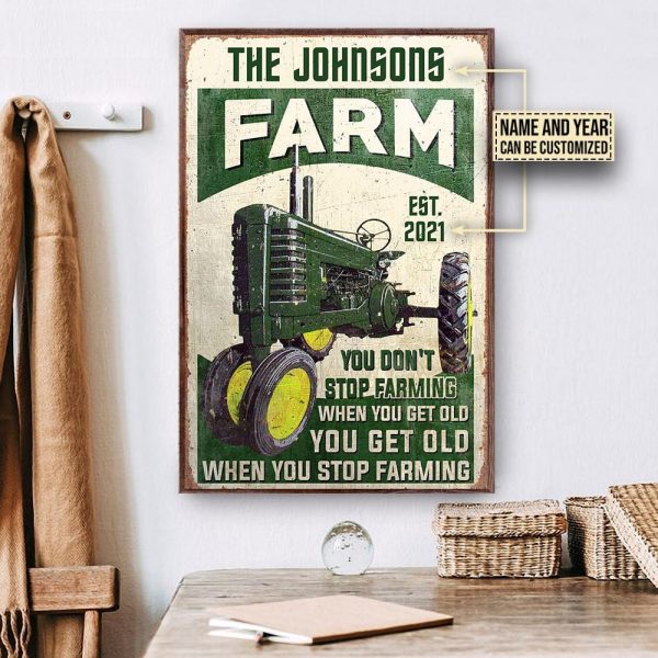 here Gifts Personalized Farm Tractor Get Old Canvas Home Decor - Image 2