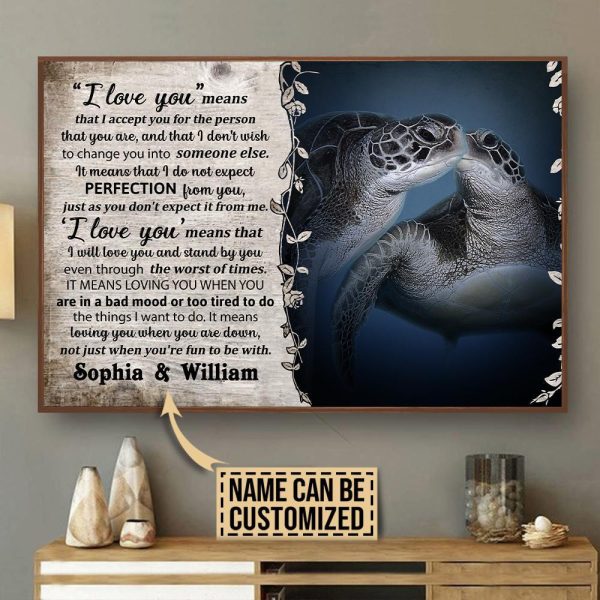 here Gifts Personalized Sea Turlte I Love You Canvas Home Decor - Image 2