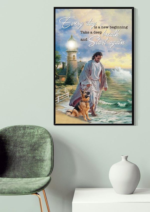 Everyday Is A New Beginning God For Dog Lover Christian Canvas Gallery Painting Wrapped Canvas Framed Prints, Canvas Paintings - Image 4