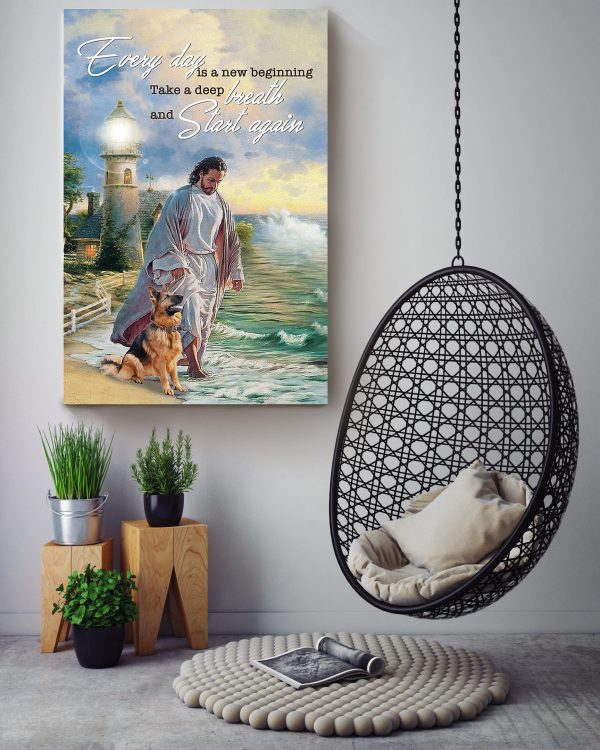 Everyday Is A New Beginning God For Dog Lover Christian Canvas Gallery Painting Wrapped Canvas Framed Prints, Canvas Paintings - Image 3