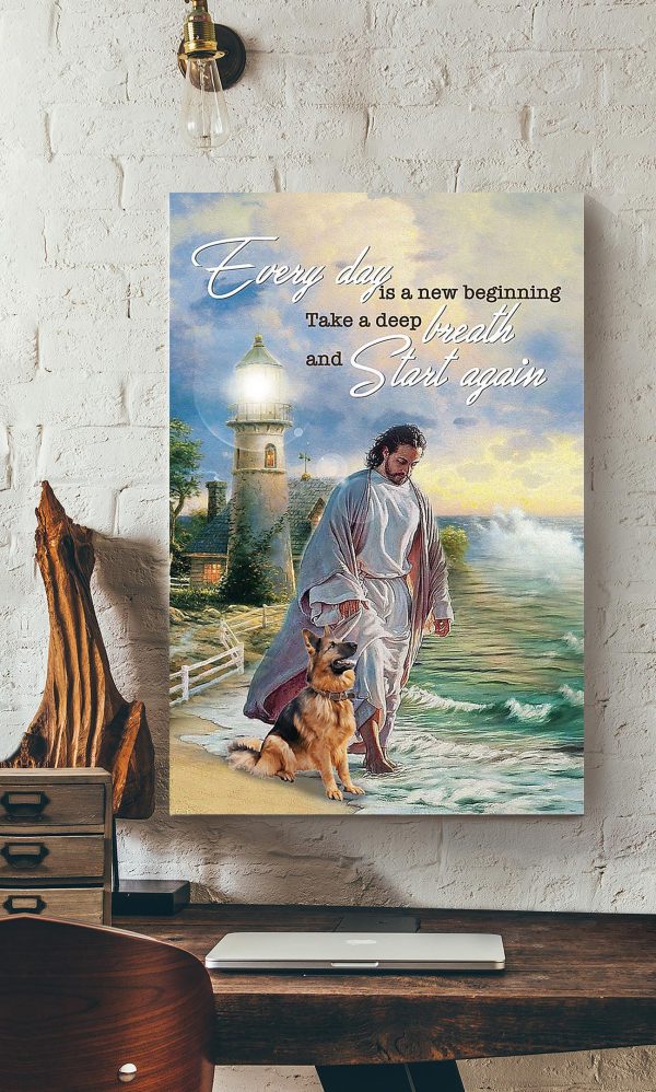 Everyday Is A New Beginning God For Dog Lover Christian Canvas Gallery Painting Wrapped Canvas Framed Prints, Canvas Paintings - Image 2