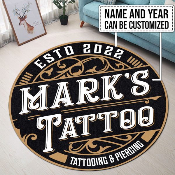 Personalized Tattoo Studio Round Mat - Image 2