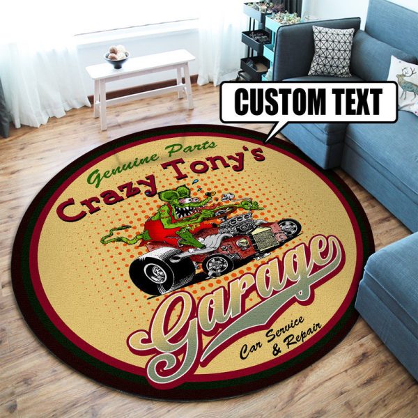 Personalized Hot Rod Car Service And Repair Round Mat Round Floor Mat Room Rugs Carpet Outdoor Rug Washable Rugs - Image 2