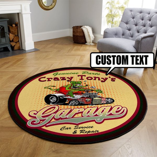 Personalized Hot Rod Car Service And Repair Round Mat Round Floor Mat Room Rugs Carpet Outdoor Rug Washable Rugs - Image 3