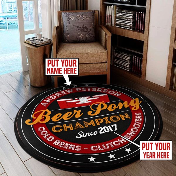 Personalized Beer Pong Round Mat Round Floor Mat Room Rugs Carpet Outdoor Rug Washable Rugs - Image 2