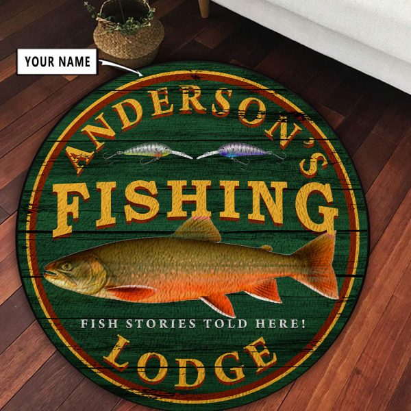 Personalized Fishing Shop Bait Man Cave Round Rug, Carpet 10447 - Image 2