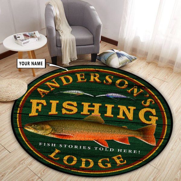 Personalized Fishing Shop Bait Man Cave Round Rug, Carpet 10447 - Image 3