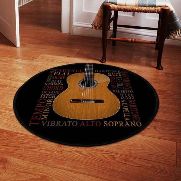 Guitar Wood Living Room Round Mat Circle Rug - Image 2