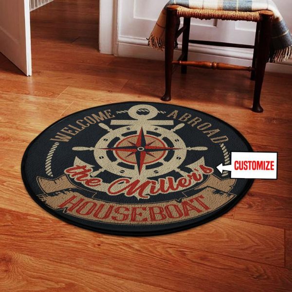 Personalized Welcome Aboard Round Mat Round Floor Mat Room Rugs Carpet Outdoor Rug Washable Rugs - Image 2