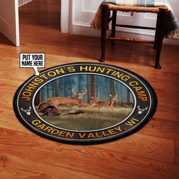 Deer With Turkey Hunting Camp Round Rug, Carpet 06541 - Image 2