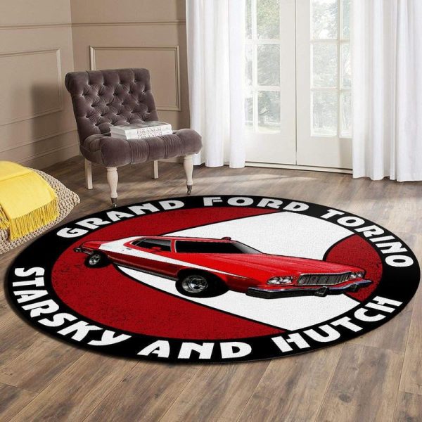 Starsky And Hutch Ford Gran Torino Living Room Round Mat Circle Rug - Image 3