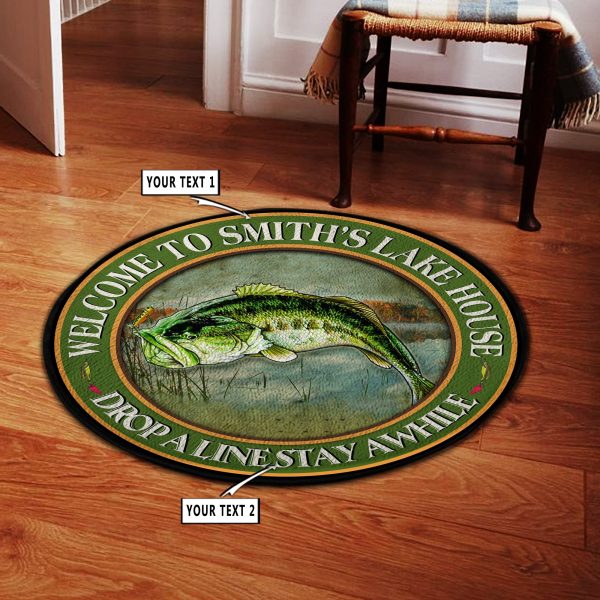 Personalized Fishing Welcome Lake House Round Rug, Carpet 10507 - Image 2