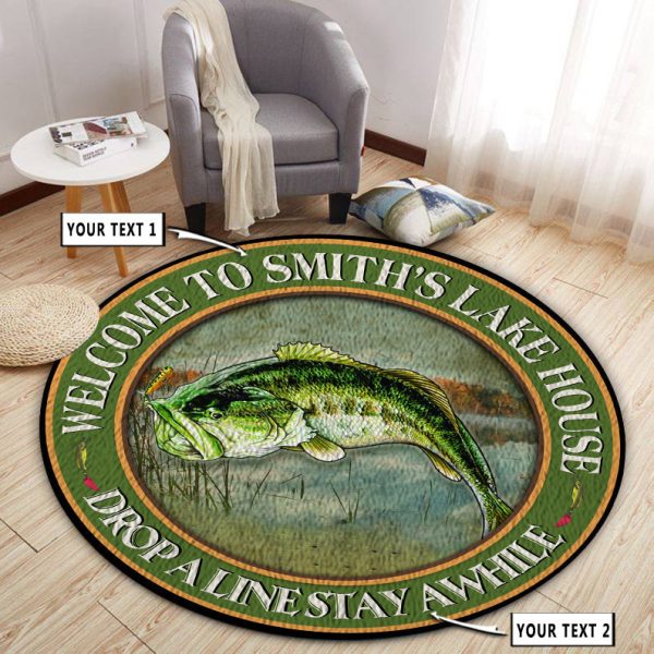 Personalized Fishing Welcome Lake House Round Rug, Carpet 10507 - Image 3