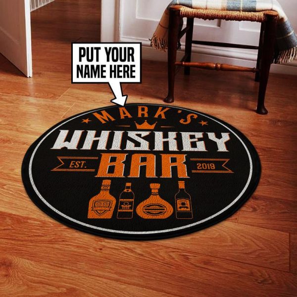 Personalized Whiskey Bar Round Mat Round Floor Mat Room Rugs Carpet Outdoor Rug Washable Rugs - Image 2