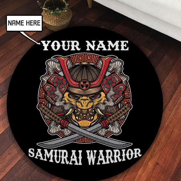 Personalized Samurai Warrior Round Rug, Carpet 07700 - Image 2