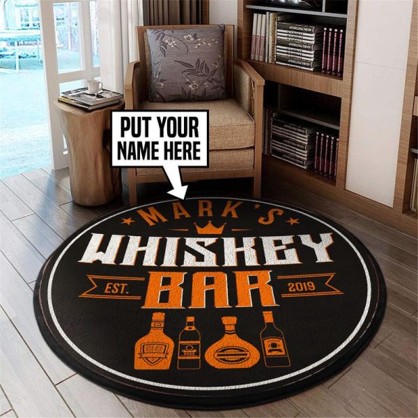 Personalized Whiskey Bar Round Mat Round Floor Mat Room Rugs Carpet Outdoor Rug Washable Rugs - Image 3