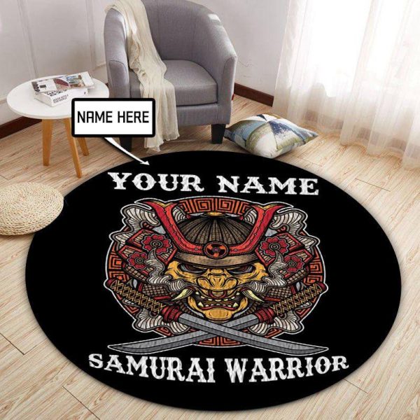 Personalized Samurai Warrior Round Rug, Carpet 07700 - Image 4