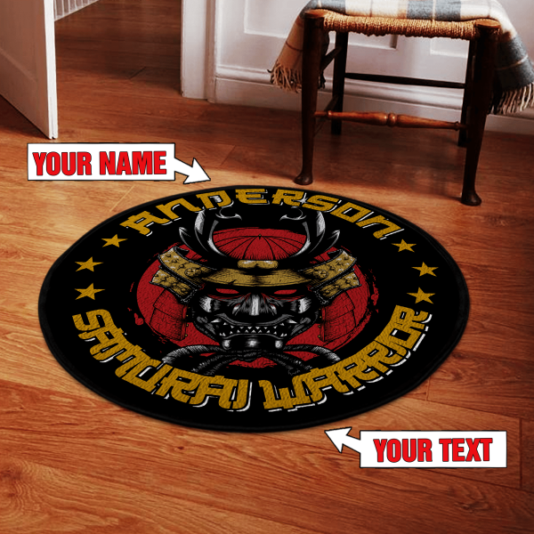 Personalized Samurai Warrior Round Rug, Carpet 07700 - Image 3