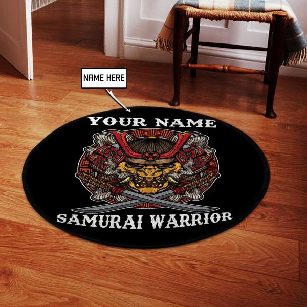 Personalized Samurai Warrior Round Rug, Carpet 07700 - Image 5