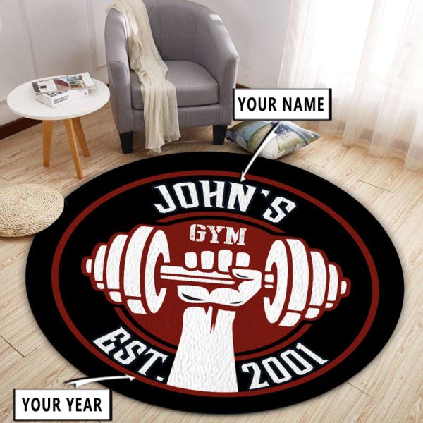 Personalized Home Gym Decor Round Rug, Carpet 10580 - Image 7