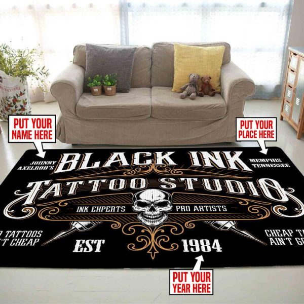 Personalized Tattoo Studio Area Rug Carpet 4 - Image 2