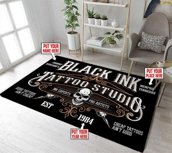 Personalized Tattoo Studio Area Rug Carpet 4 - Image 3