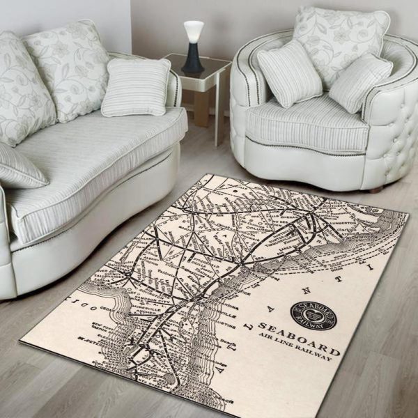 Seaboard Area Rug Carpet Antique Seaboard Airline Railway Map Vintage Railroad Map - Image 2