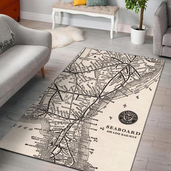 Seaboard Area Rug Carpet Antique Seaboard Airline Railway Map Vintage Railroad Map - Image 3