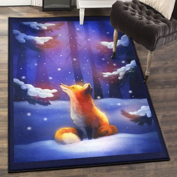 Fox Modern Fox Rug Rectangle Rugs Washable Area Rug Non-Slip Carpet For Living Room Bedroom - Image 3