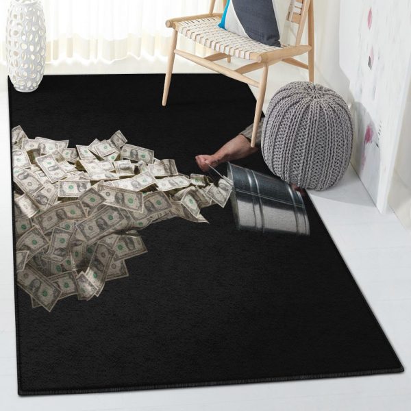 Black Carpet Money Splash Black Rug Rectangle Rugs Washable Area Rug Non-Slip Carpet For Living Room Bedroom - Image 2