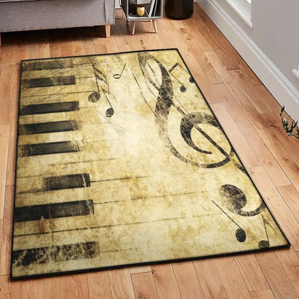 Melody Art Deco Rug Music Rug Rectangle Rugs Washable Area Rug Non-Slip Carpet For Living Room Bedroom - Image 2