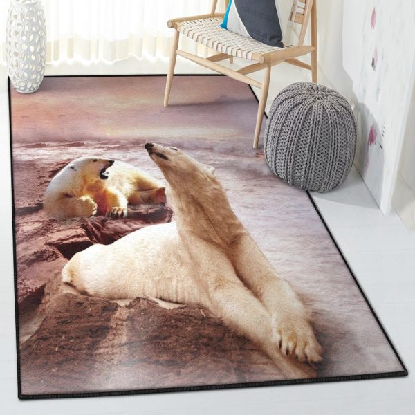 Ursus Maritimus Modern Polar Bears Rug Rectangle Rugs Washable Area Rug Non-Slip Carpet For Living Room Bedroom - Image 2