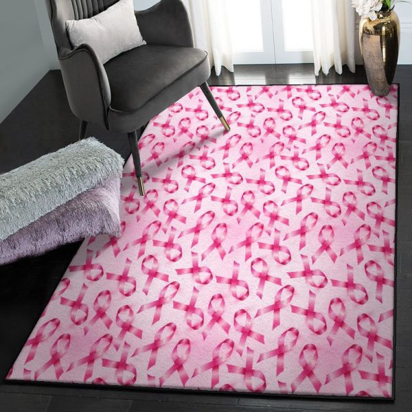 Bow Washable Pink Ribbon Breast Cancer Awareness Rug Rectangle Rugs Washable Area Rug Non-Slip Carpet For Living Room Bedroom - Image 2