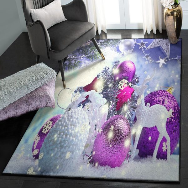 Xmas Washable Christmas Rug Rectangle Rugs Washable Area Rug Non-Slip Carpet For Living Room Bedroom - Image 2