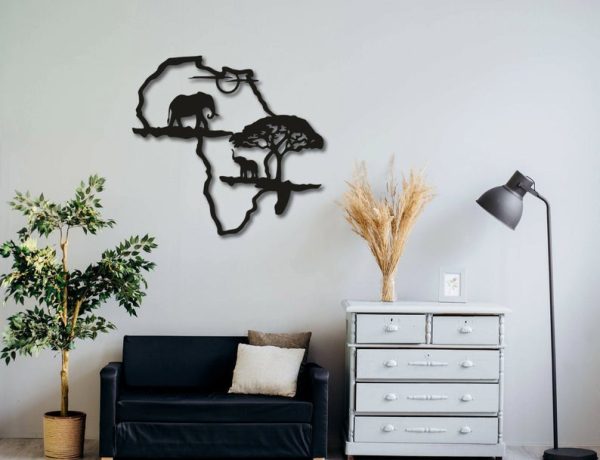 Africa Elephant Wild Animals Decor Wall Art Cut Metal Sign Laser Cut M - Image 2