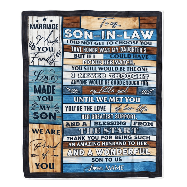 Personalized To My Son In Law Blanket From Mother In Law Wood Wonderfu - Image 2