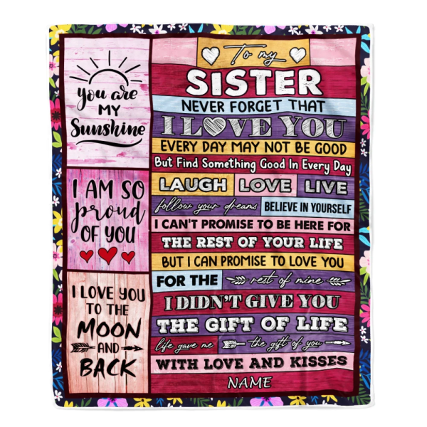 Personalized to My Sister Blanket from Sister Brother Wood Laugh Love - Image 2