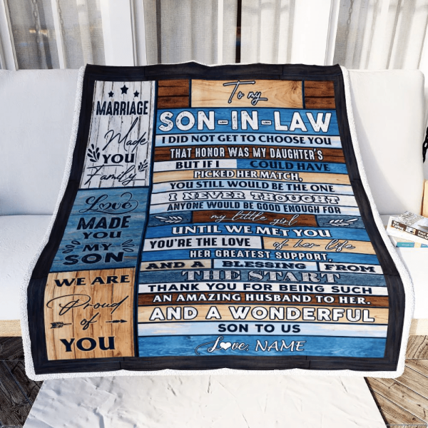 Personalized To My Son In Law Blanket From Mother In Law Wood Wonderfu - Image 4