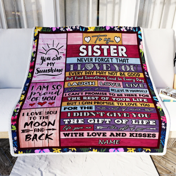 Personalized to My Sister Blanket from Sister Brother Wood Laugh Love - Image 4