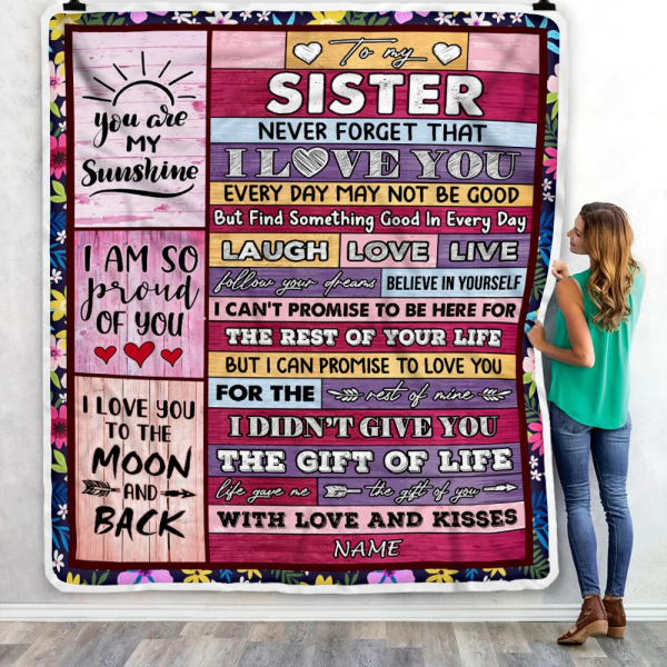 Personalized to My Sister Blanket from Sister Brother Wood Laugh Love - Image 6