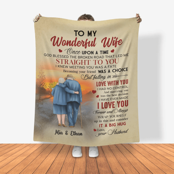 To My Wonderful Wife Old Couple - Wife Girlfriend Soulmate Blanket Gif - Image 2