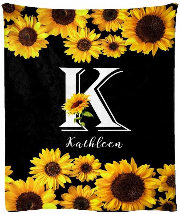 Personalized Name Blanket Sunflowers With Initial Blanket Gifts For Ki - Image 2