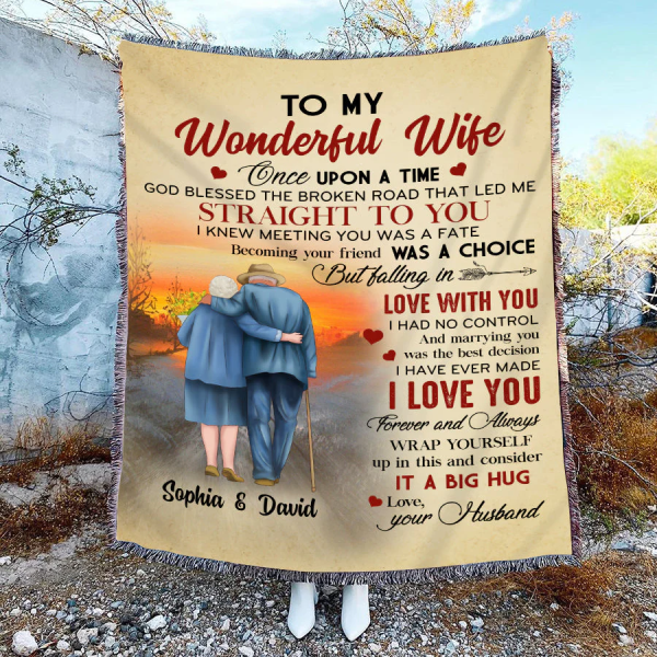 To My Wonderful Wife Old Couple - Wife Girlfriend Soulmate Blanket Gif - Image 6