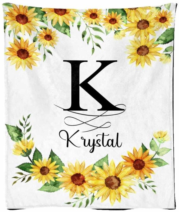 Personalized Name Blanket Sunflowers With Initial Blanket Gifts For Ki - Image 4