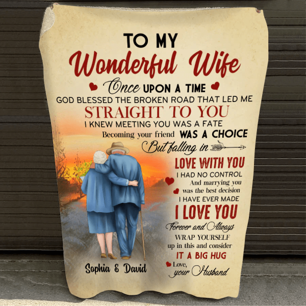 To My Wonderful Wife Old Couple - Wife Girlfriend Soulmate Blanket Gif - Image 7