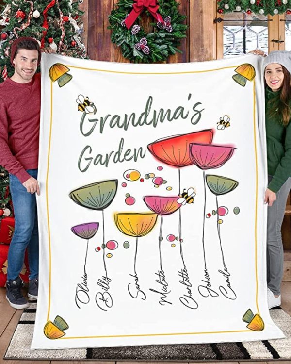 Personalized Grandma Fleece Blanket, Grandma's Garden Blanket, Custom - Image 5